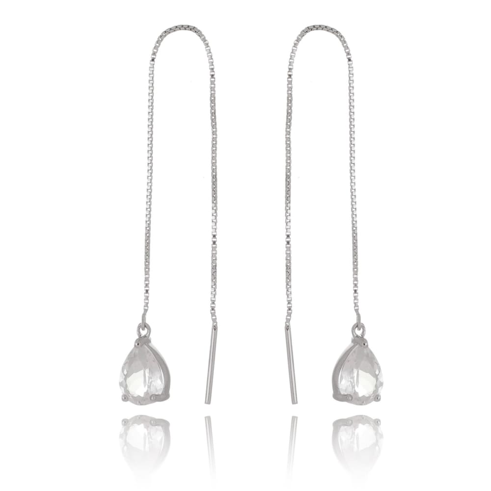 Brincos Prata 925 Cristal Swarovski Gota Amendoa Cristal